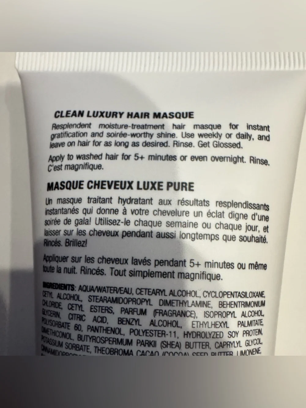 CLEAN LUXURY HAIR MASQUE (100ML 3.4 oz.  TUBE) - SOLEIL. Brand new